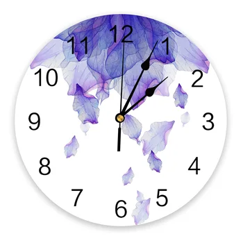 צבע הפרחים סגול שעון קיר שקט שעונים דיגיטליים הביתה השינה של מטבח קישוט תלוי לצפות