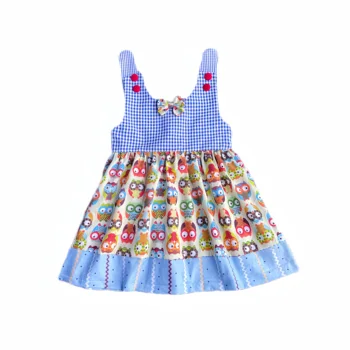בנות קשת שרוולים צוואר שמלות קיץ בגדי תינוק תינוק ללא שרוולים עבור בגדי ילדים