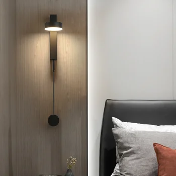 פנס מנורות קיר בעיצוב מודרני עתיק מעץ גלגלת הברק led מודרנית קיר מסיים זרוע קיר אור merdiven