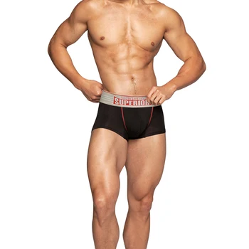 אופנה חדשה המכתב הדפסה של גברים תחתונים 3D כיס מכנסיים קצרים תחתונים ללא תפרים זכר Boxershorts לנשימה כותנה מכנסי בוקסר