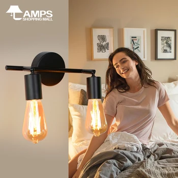 מנורת קיר E27 עבור חדר קריאה בבית מקורה מנורות לילה אור מינימליסטי מודרני קיר תאורה להתאים את הזווית של המיטה.