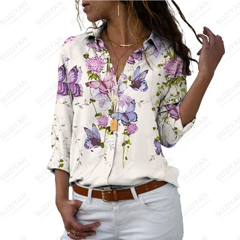2023 הגברת החדשה החולצה שפירית פרפר 3D מודפס הגברת החולצה מזדמנים חמוד בסגנון גבירותיי חולצת אופנה חופשי הגברת החולצה