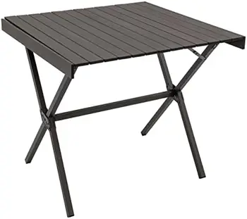 קמפינג שולחן עם חלקה קל לנקות גליל עליון יציב וקל משקל אלומיניום מסגרת X, כתף, לשאת את התיק, 3 גדלים