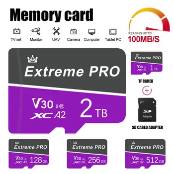כרטיס הזיכרון 128GB EVO בתוספת פלאש מיני כרטיס SD 32GB 64GB 256GB 512GB 1TB 2TB Class 10 UHS-I מהירות גבוהה כרטיס TF עבור טלפונים חכמים