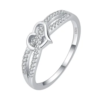 TKJ אופנתי 925 כסף סטרלינג לב לחצות זרקונים טבעת אירוסין עבור נשים בסדר תכשיטים לחתונה עם משלוח חינם