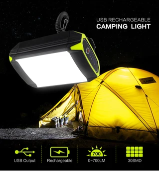 LED אור קמפינג נטענת USB פנס חוצות אוהל מנורה נייד נייד כוח בנק אורות חירום ברביקיו וטיולים