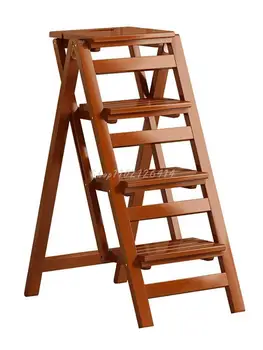 מעץ מלא סולם שרפרף רב תפקודי משק הבית קיפול הסולם הכיסא מקורה הסולם הכיסא דו-שימושי שלושה שלבים טיפוס מדרגות
