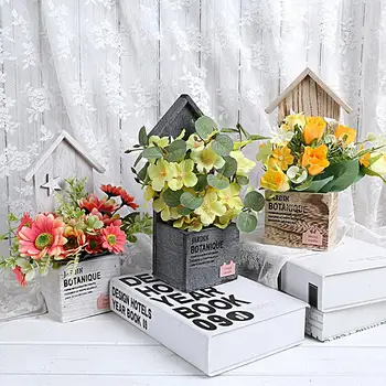 1 סט פרח מחזיק מעולה שופע פרחים מלאכותיים בית הגידול צורה סימולציה סידור פרחים עץ סיר קישוט הבית