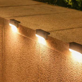 6 LED סולארית הסיפון אורות חיצונית שלב אורות LED עמיד למים גדר האור גינת פטיו, מדרגות, מעקה השביל בחצר מנורת קיר