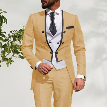 הקיץ חליפות גברים החתונה החתן להגדיר Slim Fit חליפת עסקים חליפה לגברים 3 חתיכות （בלייזר+ אפוד+ מכנסיים）תחפושת Homme