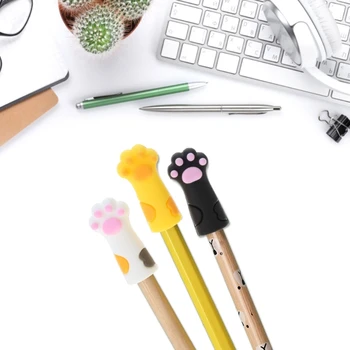 3Pcs סיליקון עיפרון חיה עיפרון חתול כף עיפרון קליפ על העיפרון ילד סטודנט המשחק הפרס