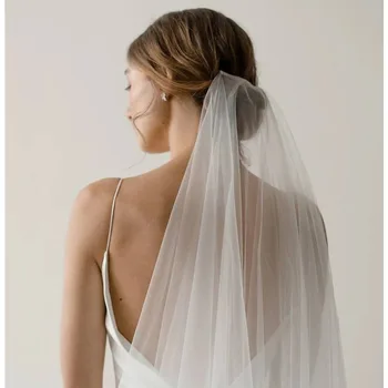 מסרק שיער חוט הכלה הינומה רגיל אלגנטי פשוט לבן פשוט עירום חתונה בסגנון נסיעות ירה קישוט החתונה השמלה עם חוט