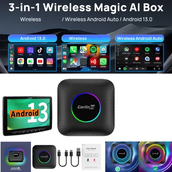2023 CarlinKit Android13 המכונית תיבת הטלוויזיה Bluetooth אלחוטית Carplay אנדרואיד אוטומטי מתאם 64/128G 8 ליבות QCM6125 CPU CarPlay Ai TV Box