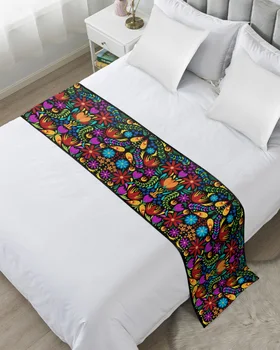 מקסיקו גיאומטרי מופשט הפרחים רץ הביתה מלון קישוט המיטה דגל החתונה השינה מיטה הזנב מגבת