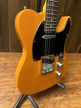 טל-גיטרה חשמלית שקוף, צבע צהוב גוף מוצק רוזווד סקייט אצבעות באיכות גבוהה Guitarra משלוח חינם