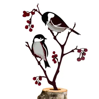 גן ההימור דקורטיביים, ציפורים אפרוחים ציפור על ענף עץ אמנות מתכת ציפור עץ אמנות הגינה האחורית פטיו תפאורה חיצונית