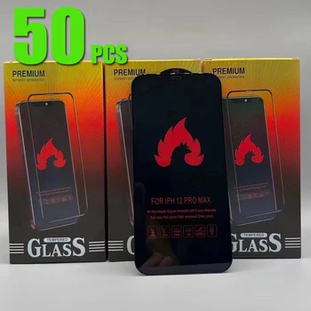50pcs אש אנטי סטטי זכוכית מחוסמת קשיות סרט מגן מסך עבור iPhone 15 Pro מקס 14 + 13 Mini 12 11 XS XR-X 8 7 SE