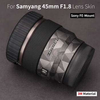 על Samyang 45mm Sony העור 45mm F1.8 Sony-פה הר עדשה העור Anti-Scratch מגן מדבקה לעטוף את העור מעגל קו זהב צבעים