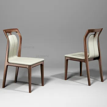 הסינית החדשה יוקרה כסאות אוכל עץ מלא Nordic Hotel פנאי האוכל הכיסא הביתה מעצב מודרנית משענת הכיסא רהיטים