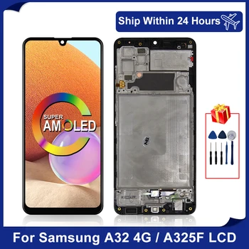 AMOLED עבור Samsung Galaxy A325 A32 תצוגת LCD מסך מגע דיגיטלית עבור SM-A325F SM-A325F/DS SM-A325M SM-A325N הרכבה
