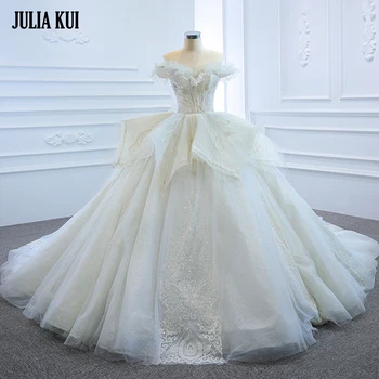 ג ' וליה קוי חינני רקמה אפליקציות שמלת נשף שמלת כלה שכבתית מתוקה חרוזים פנינים כלה חצאיות