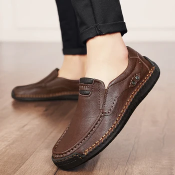 מותג יוקרה Mens נעליים קלות לנשימה להחליק על איטלקי נהיגה נעלי ספורט נעלי גברים חדשים עור אמיתי גברים בעבודת יד נעליים מזדמנים