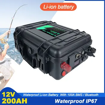 עמיד למים IP67 12V 200AH Li-ion עם יציאת USB קיבולת גבוהה ABS סוללת ליתיום פולימר על הים קטנוע רחפת ספינת דיג