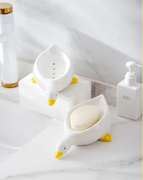 צהוב קטן ברווז הגבהה לאסלה מדף קריקטורה מעובה פלסטיק לניקוז סבון תיבת משק הבית יצירתי מחזיק סבון