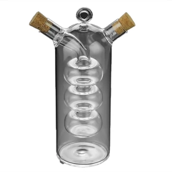 שכבה כפולה של רוטב בקבוק שמן 2 ב 1 חומץ בקבוק זכוכית תבלין תיבול אטום מטבח אחסון בקבוקים צנצנות.