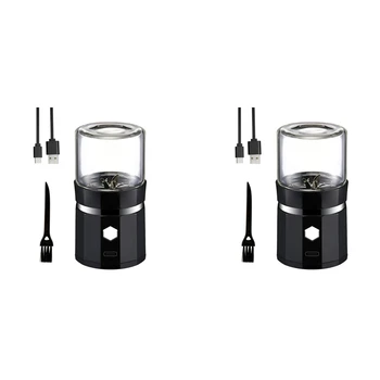 2X Mini חשמלי מטחנת נייד וניל מטחנת נטענת USB מיל עם מברשת ניקוי תה רוזמרין