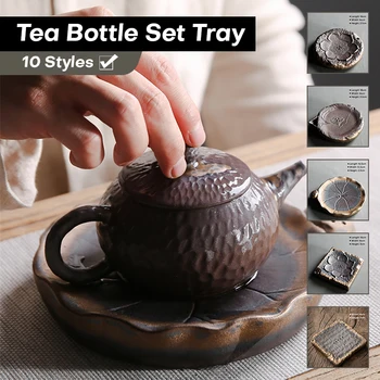 חול בסגנון יפני הסיר מגש תה סיר בסיס תה מפית שטף תה קנקן קצף יבש ניקוז קומקום מגש עגול מרובע