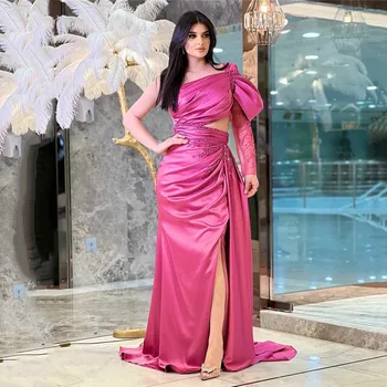 חרוזים קריסטל בתולת ים שמלות ערב הסעודית ערבית שמלות לנשף סקסית צד פיצול רשמי אירוע Dressفساتين السهرة