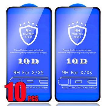 10pcs 10D זכוכית מחוסמת מלא דבק לכסות את סרט מגן מסך השומר על האייפון 14 Pro מקס 13 Mini 12 11 XS XR-X 8 7 6 פלוס SE