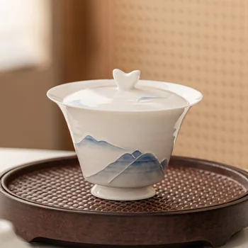 80ml צבוע ביד הר Gaiwan תה פורצלן Tureen עם מכסה Teaware קונג פו ערכת תה סיני כוס תה קערות קטנות Chawan