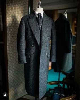 חדש אריג משובח של הגברים ארוך ז ' קטים עסקים רשמית חליפה בלייזר דש אדרה תחפושת Homme טוקסידו