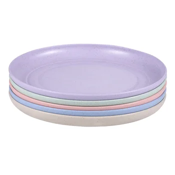 5pcs לשימוש חוזר צלחות משקל עגול ערב בלתי שביר צבעוני כלים מטבח ביתי גביע להגדיר