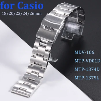 מוצק אויסטר לצפות רצועה על CASIO MDV-106 MTP-VD01D MTP-1374D MTP-1375L ישר קצה רצועת שעון 316L פלדה אל חלד צמיד