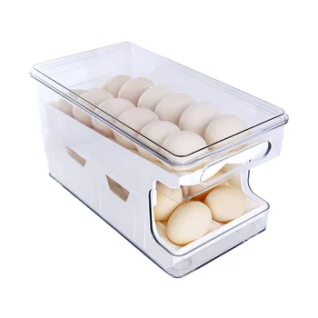 2 ב 1 ביצה מחזיק המקרר , ברור גלגול ביצה מפיץ מקרר 24 ביצה מיכל אחסון מגש