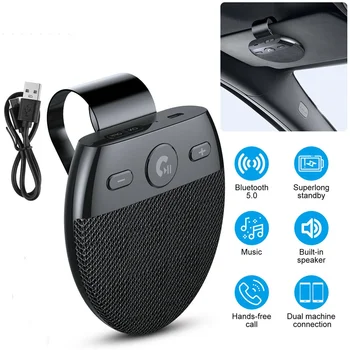 אלחוטית לרכב רכב Bluetooth V5.0 רמקולים דיבורית לרכב דיבורית Bluetooth רמקול מגן השמש נגן מוסיקה עם מיקרופון