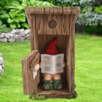 חמוד שובב גמד קישוט קומפקטי מקסים מלאכת אמנות קריאת ספר Gnome פסל