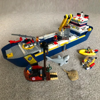 במלאי 60266 הימי ספינת המחקר בניין לבנים העירוני האוקיינוס סיור הספינה מודל צעצועים לילדים, מתנות יום הולדת