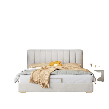 ריהוט איכותי סטים מיטה בגודל קינג עור חדר שינה מודרני יוקרה בכיכר מסגרת המיטה
