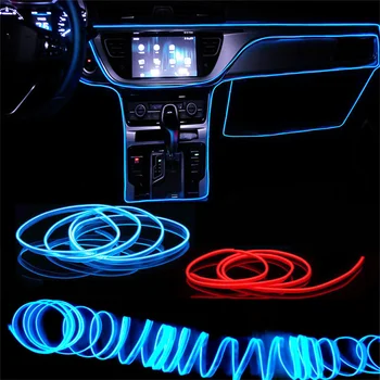 3M רכב פנים Led מנורה דקורטיבית אל חיווט ניאון הרצועה אוטומטי DIY גמיש אור מקיף USB אווירה של מסיבה דיודה עבור המכונית.