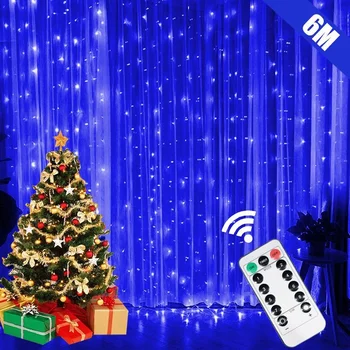 3/4/6M וילון LED גרלנד על החלון USB מחרוזת אורות פיות לויה שליטה מרחוק חתונה בחג המולד קישוטים לחדר בבית