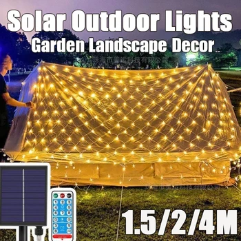 LED סולארית רשת האור, רשת דיג, מהבהב חיצונית מחרוזת מנורה במתח נמוך עמיד למים חצר גן קמפינג הדשא החג עיצוב