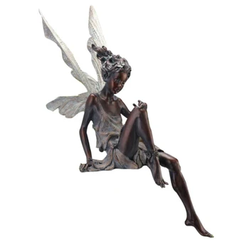 אנג ' ל פיסול פיות יושב פסל מזרקת גן דקורטיבי קישוט שרף פסלון מלאך פיסול עבור חצר בית קישוט