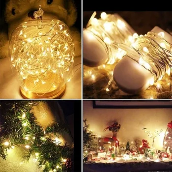 YzzKoo LED חוטי נחושת פיות האורות מופעל באמצעות סוללה LED אורות מחרוזת מסיבת חתונה, חג המולד מקורה קישוט גרלנד אורות