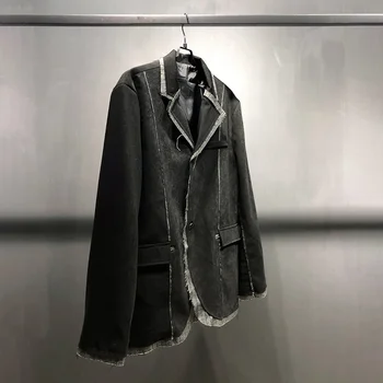 בלייזר עיצוב Wornout קצה החדרת וינטג 'גברים' קט חליפה באיכות גבוהה אלגנטי חדש סתיו 2024 מעיל משלוח חינם אופנתי