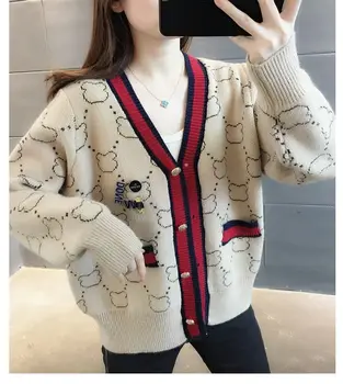 קוריאני אופנה סתיו קרדיגן סרוג נשים 2023 הסוודר החדש המעיל העליון בגדים