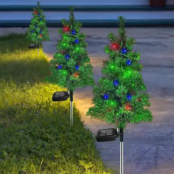 2Pcs עץ חג המולד אורות השמש קל לשימוש באנרגיה סולארית מנורת על השביל בחצר קישוטים בחוץ